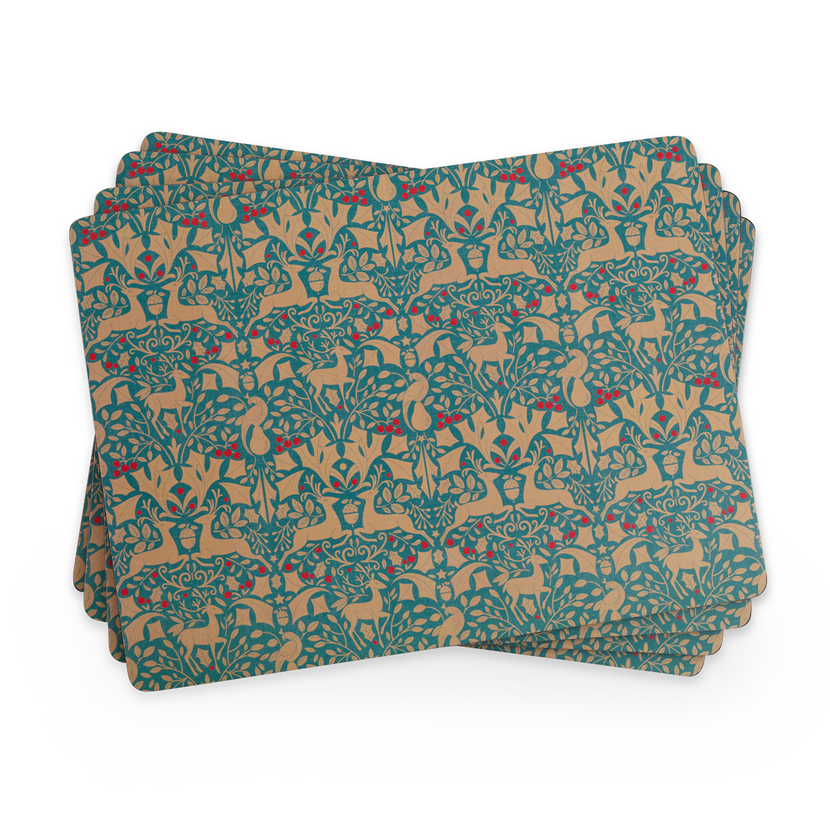 Traditional Christmas Green Placemats Set of 4