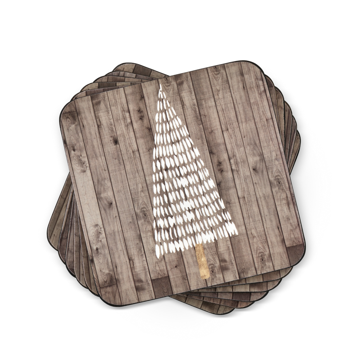 Wooden White Christmas Coasters Set of 6 image number null