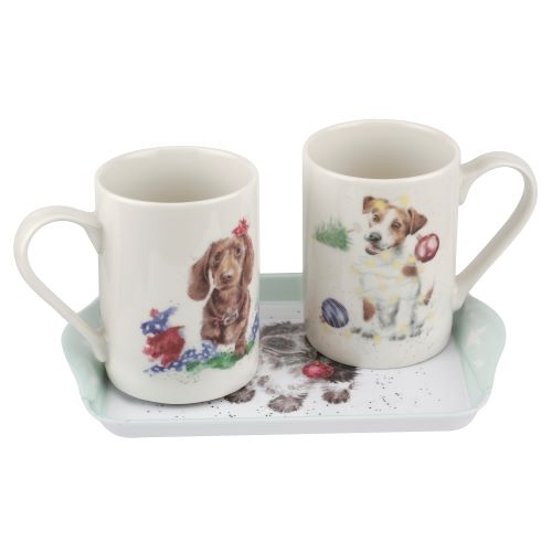Santa's Helpers 3 Piece Mug and Tray Set (Dogs) image number null