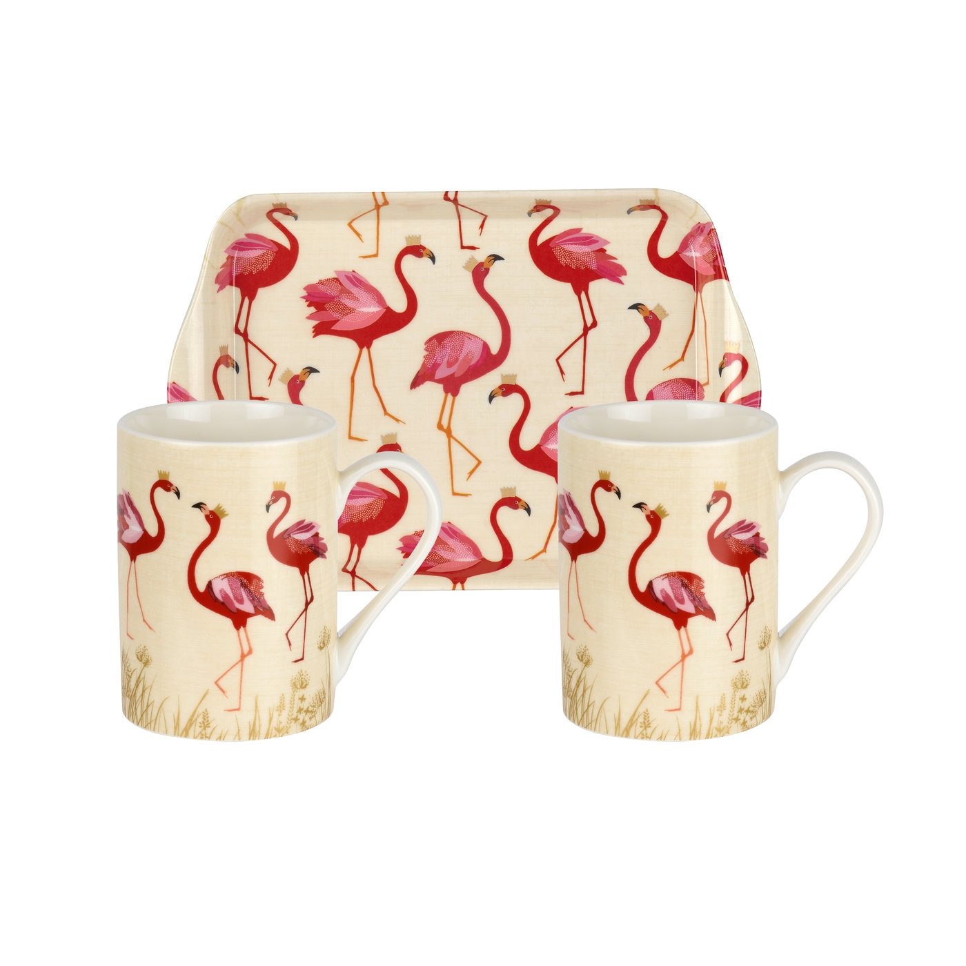 Sara Miller London for Pimpernel Flamingo Set of 2 Mugs and Tray image number null