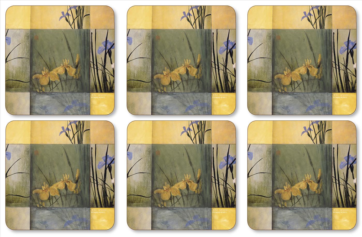 Pimpernel Iris Squares Coasters Set of 6 PimpernelInternational