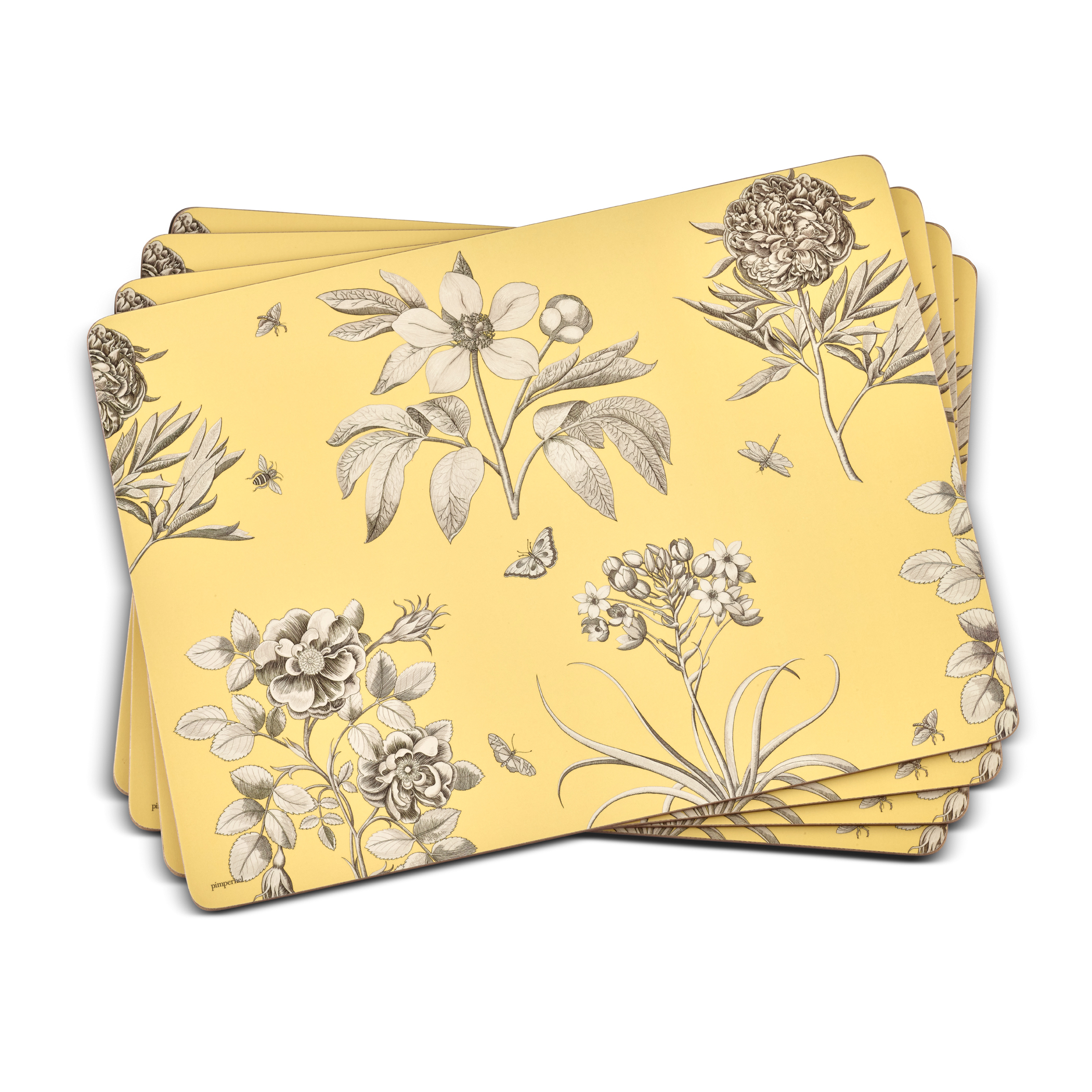 Pimpernel Sanderson Etchings and Roses Yellow Placemats Set of 4 image number null